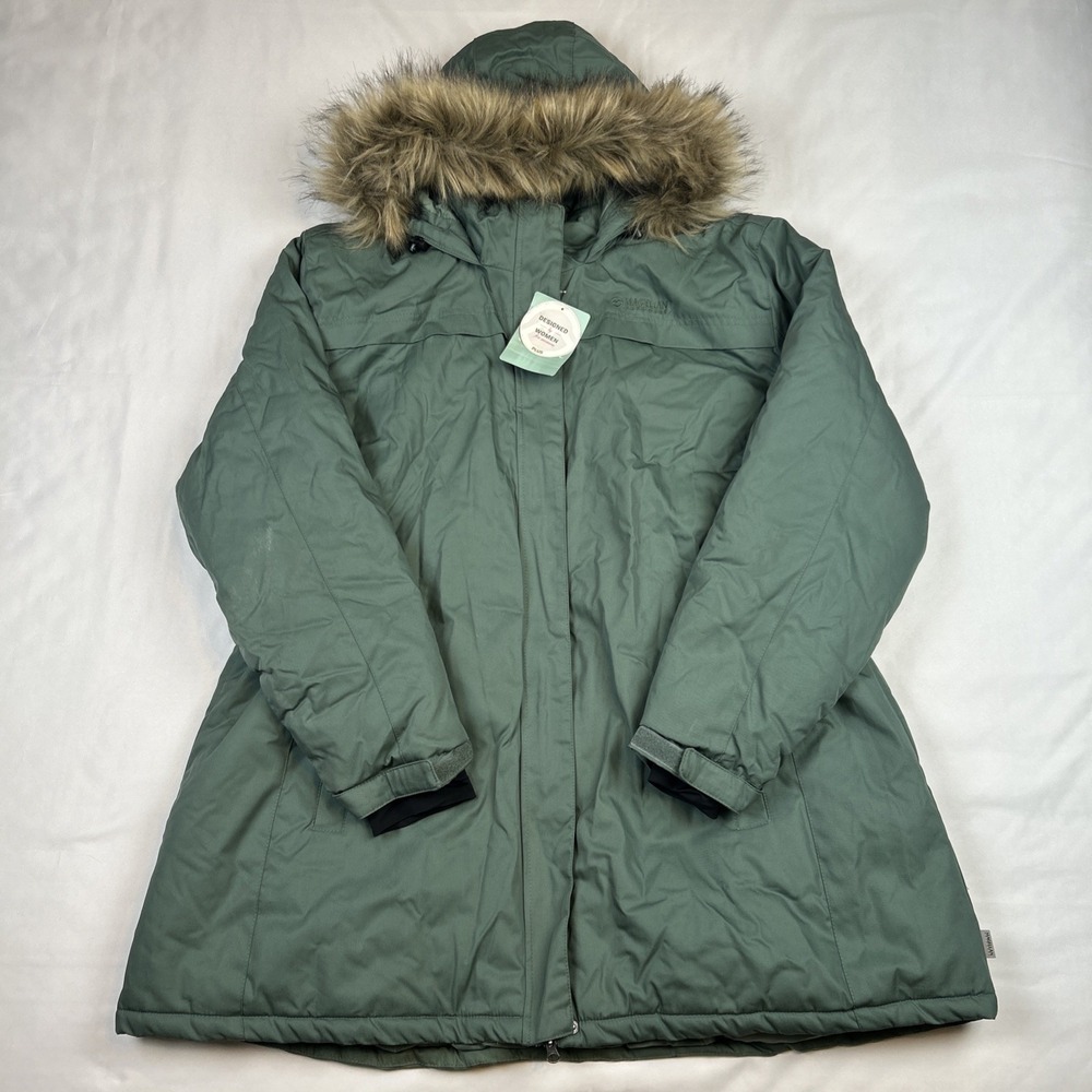 NWT Magellan Women's Outdoors Campfire Parka Size 3X Green Dark Forest Faux Fur